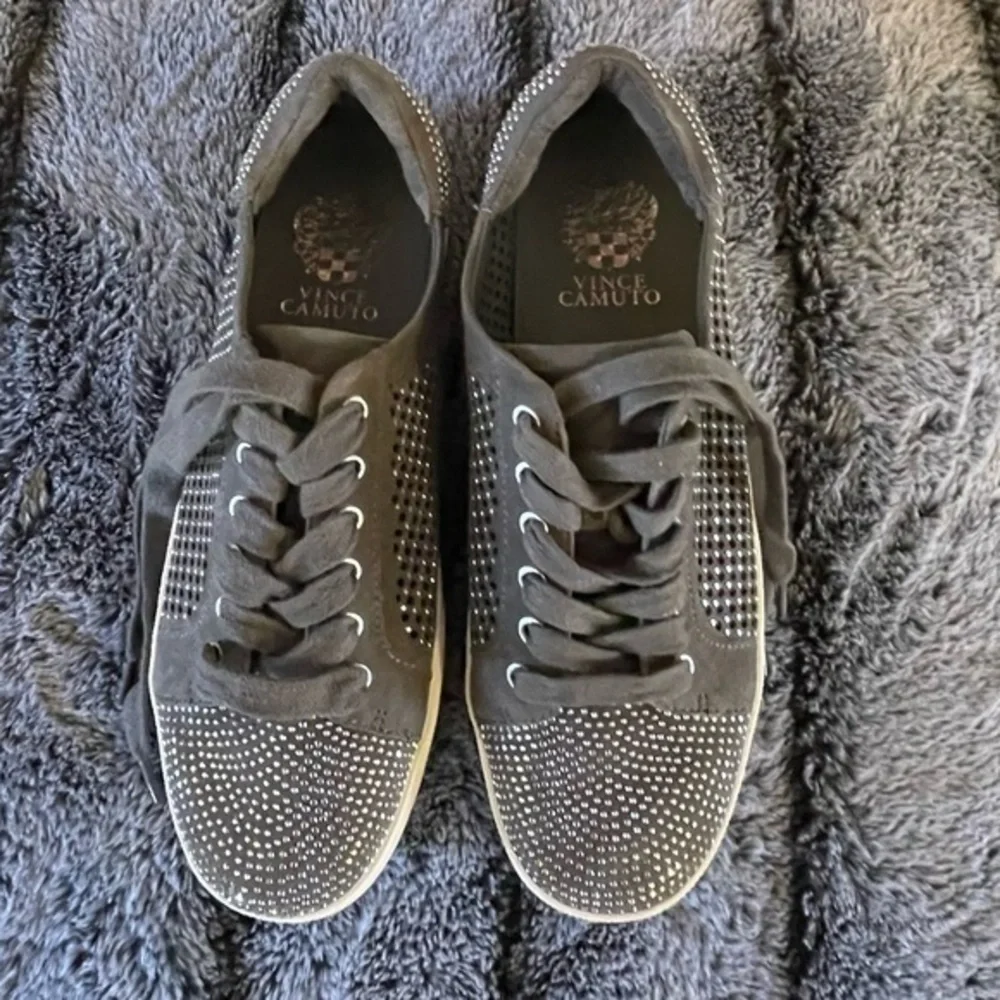 Vince Camuto sneakers tennis shoes- leather uppers with rhinestones - size 8
